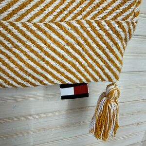 Tommy Hilfiger Mustard and White Chevron Striped Throw Pillow Cover
